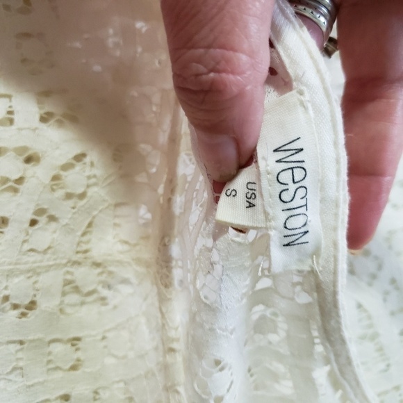 Weston Anthropologie Ivory Lace embroidered top Size Small - Picture 4 of 10